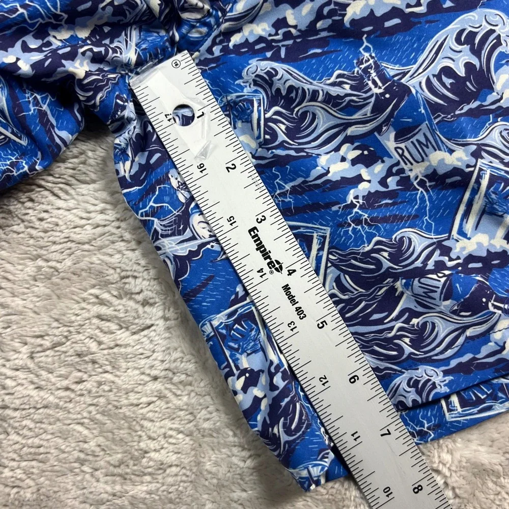 Peter Millar Men's XL Swim Trunks Blue Wave Rum Print Board Shorts